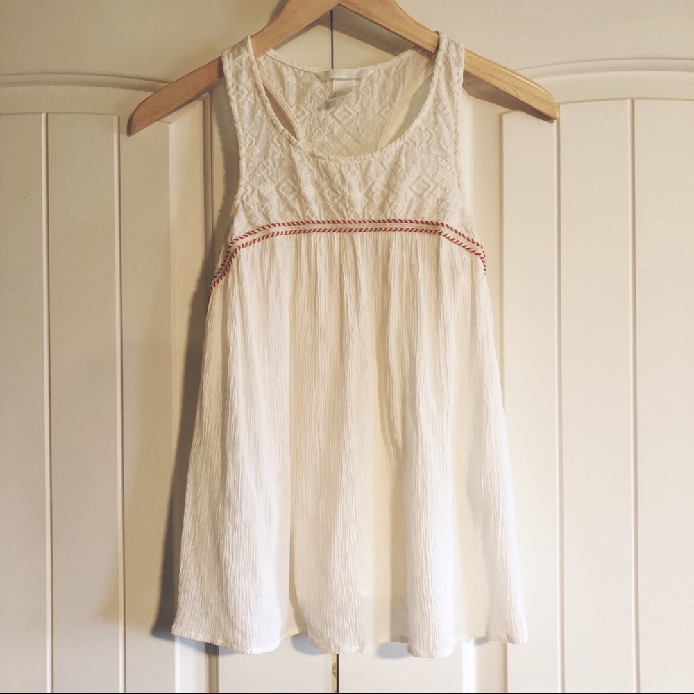 H&M ivory embroidered racer back tank top 4